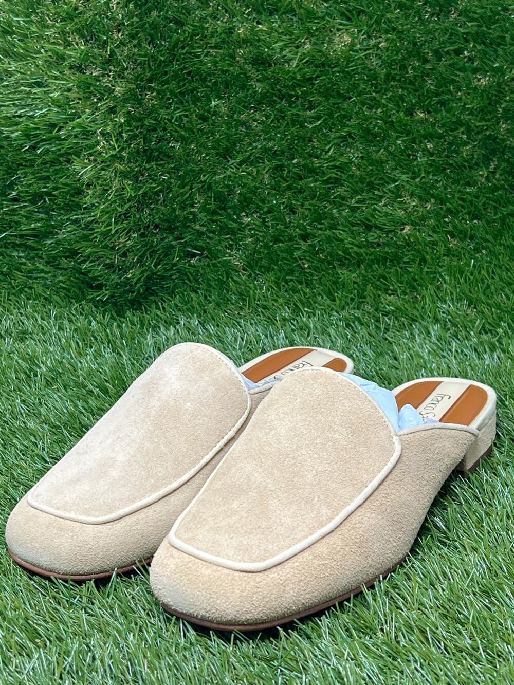 NWB Women's 7M Franco Sarto Holland Dune Beige Suede Mules